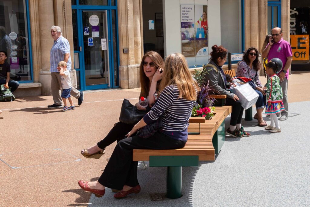 Curved Railroad seating at beale place in bournemouth