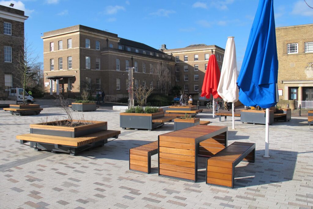 Leicester University outside seating