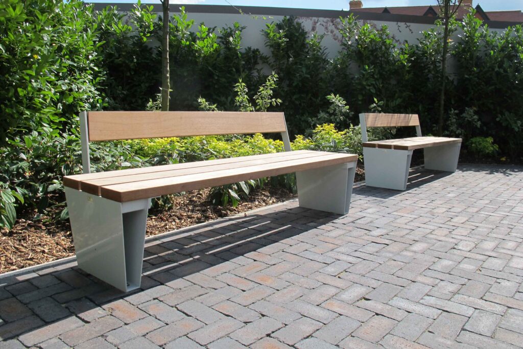 2 Veeva benches in a row in public realm