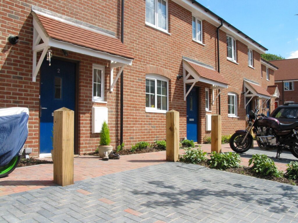 garrick timber bollard on residential street