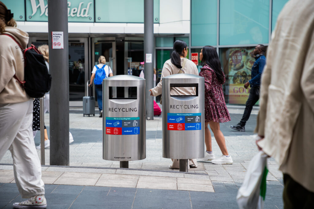 Litter bins in public spaces