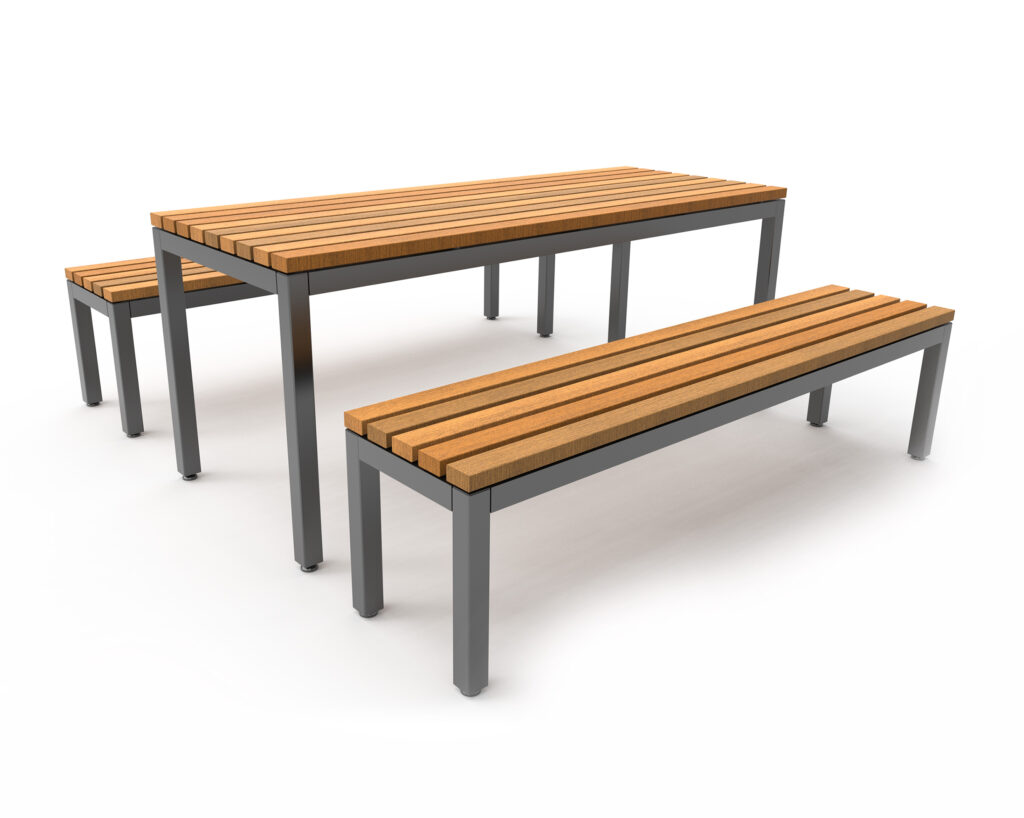 Parallel picnic bench and table