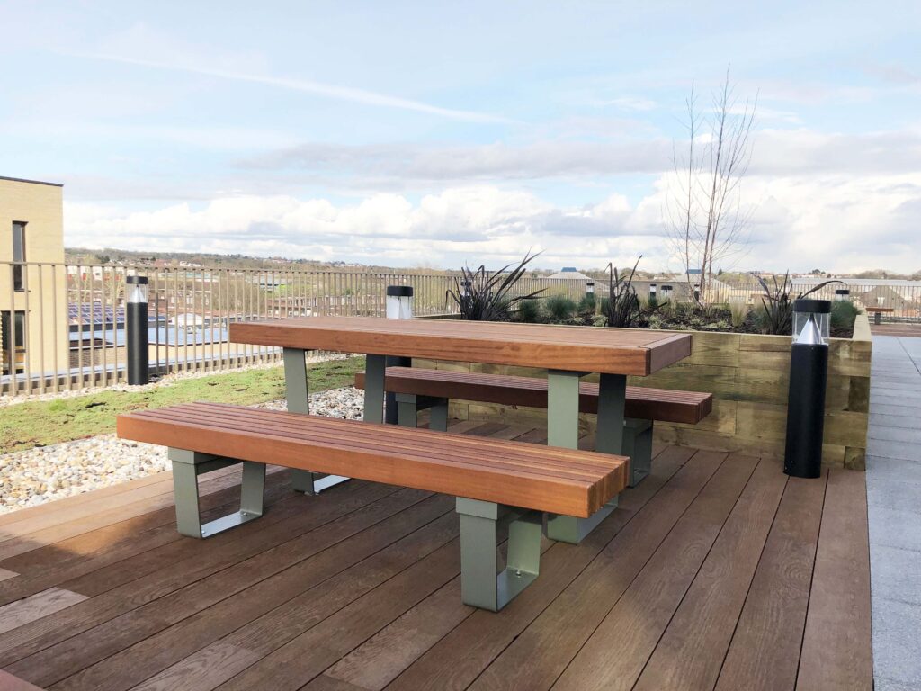 Colindale Office in London roof terrace tables
