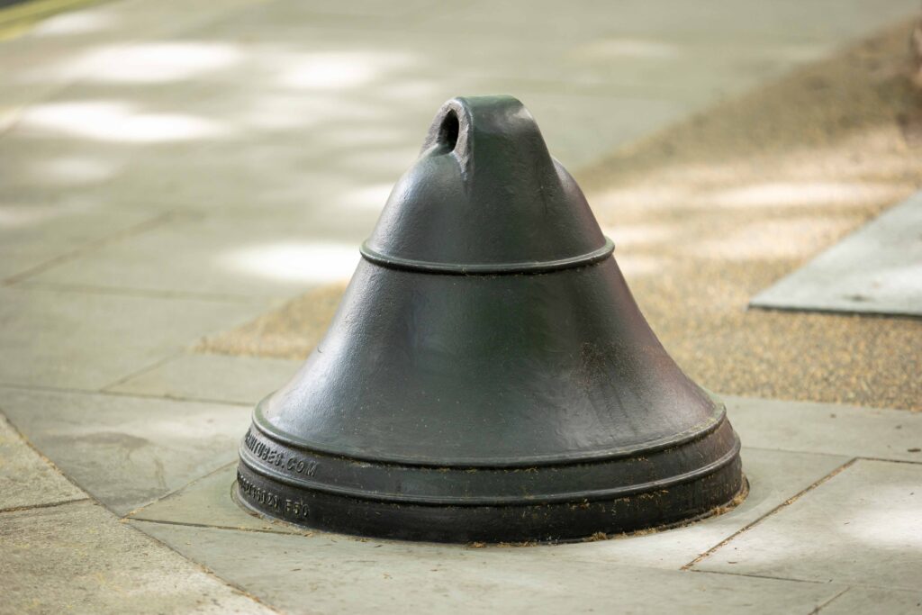 The bell bollard on pavement at strand in London
